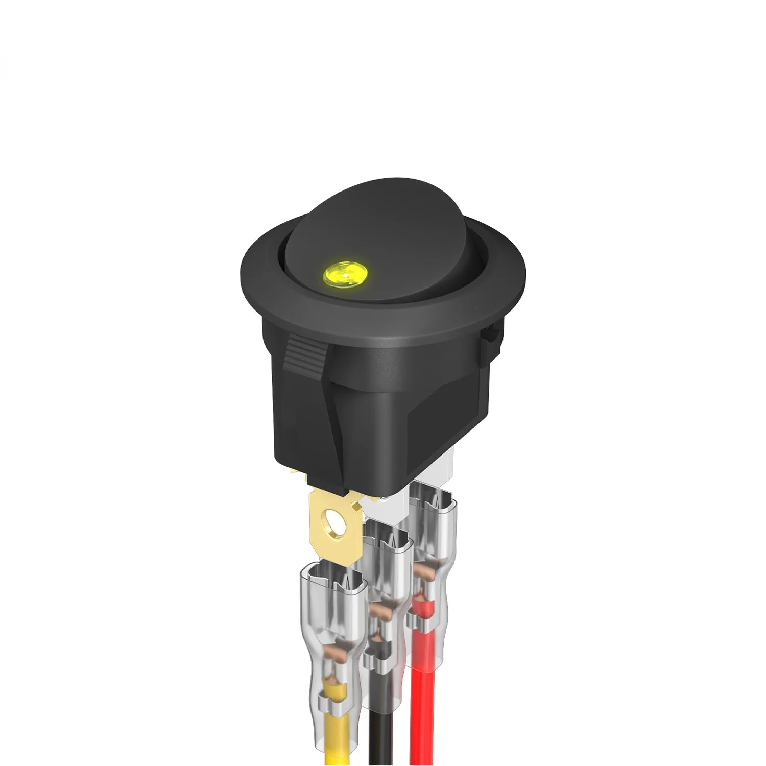 DaierTek 4PCS 12V 3 Pin Round Rocker ON/Off LED Light Toggle Switch SPST With Wires for Car Truck Marine Boat Car Accessories