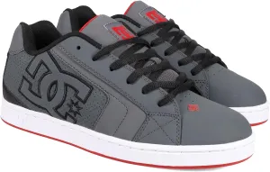 DC Men's Net Skate Shoe, Grey/Black/RED, 10