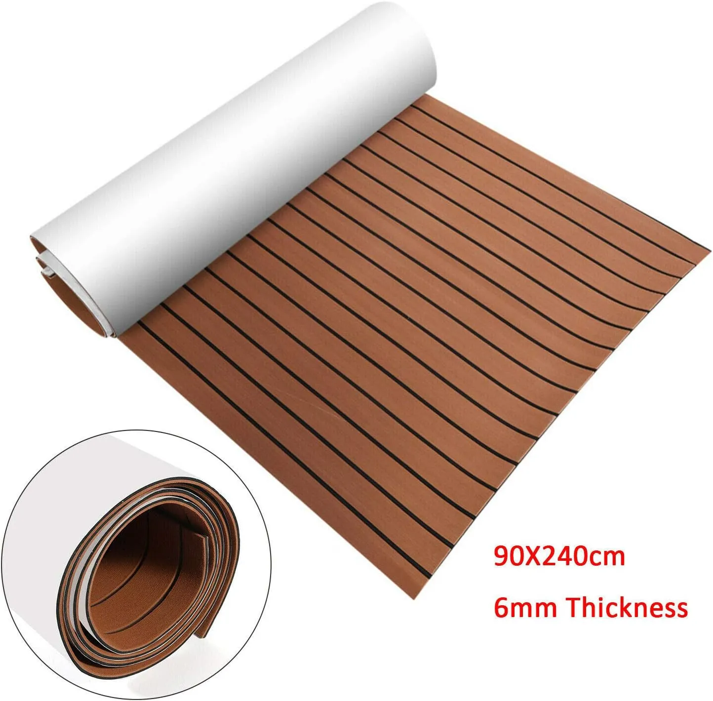 Deck Flooring Decking Boat Flooring EVA Foam Faux Teak Seadek Marine Carpet Flooring Boat Carpeting 94.5''X35.4''X0.24'' Sea Deck Boat Flooring Non-Slip Mats for Yacht