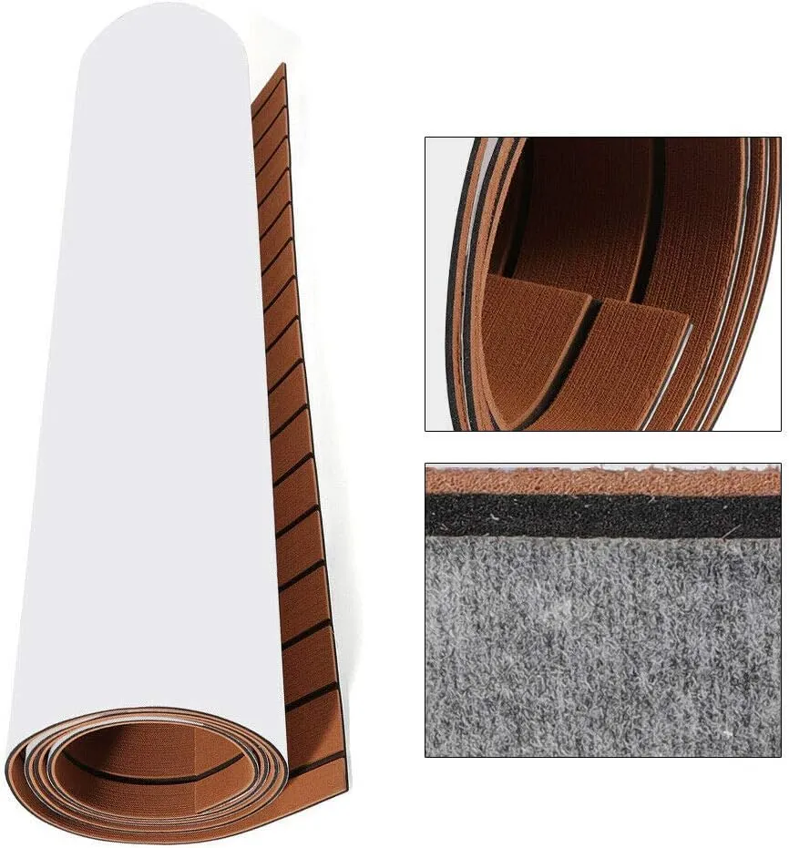 Deck Flooring Decking Boat Flooring EVA Foam Faux Teak Seadek Marine Carpet Flooring Boat Carpeting 94.5''X35.4''X0.24'' Sea Deck Boat Flooring Non-Slip Mats for Yacht