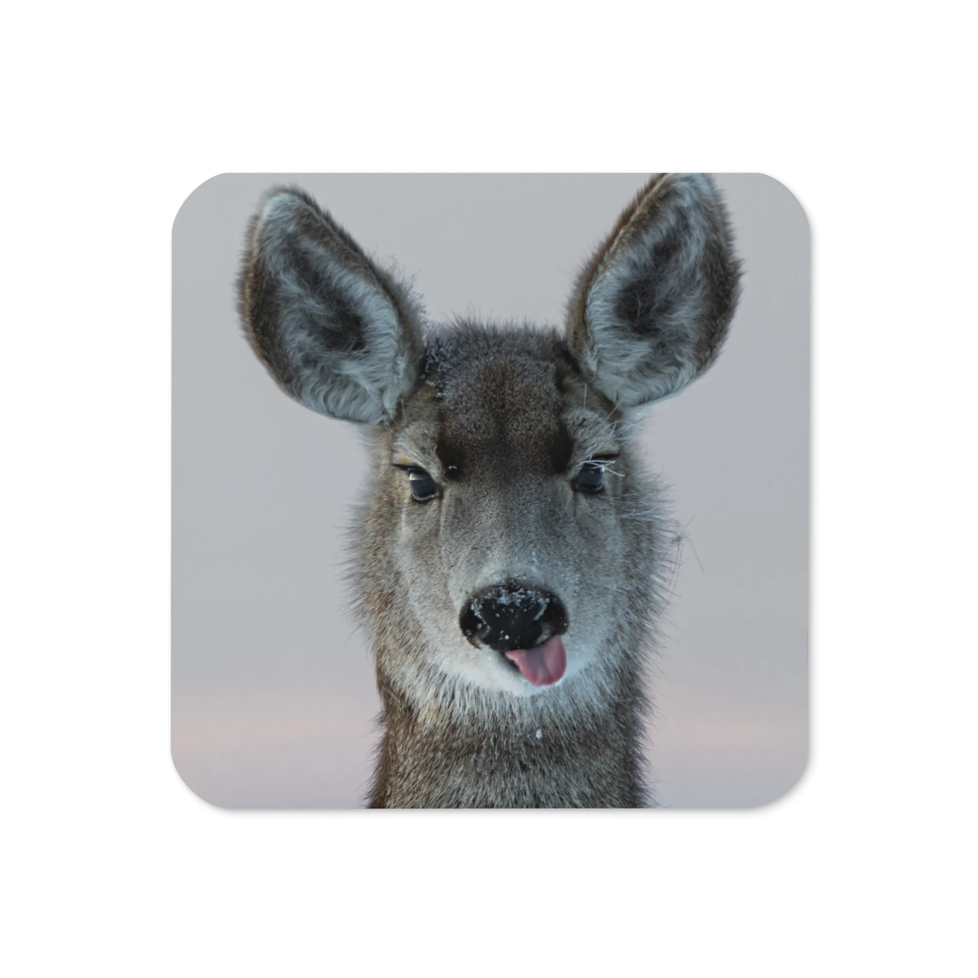 Deer Funny Face Cork-Back Coaster