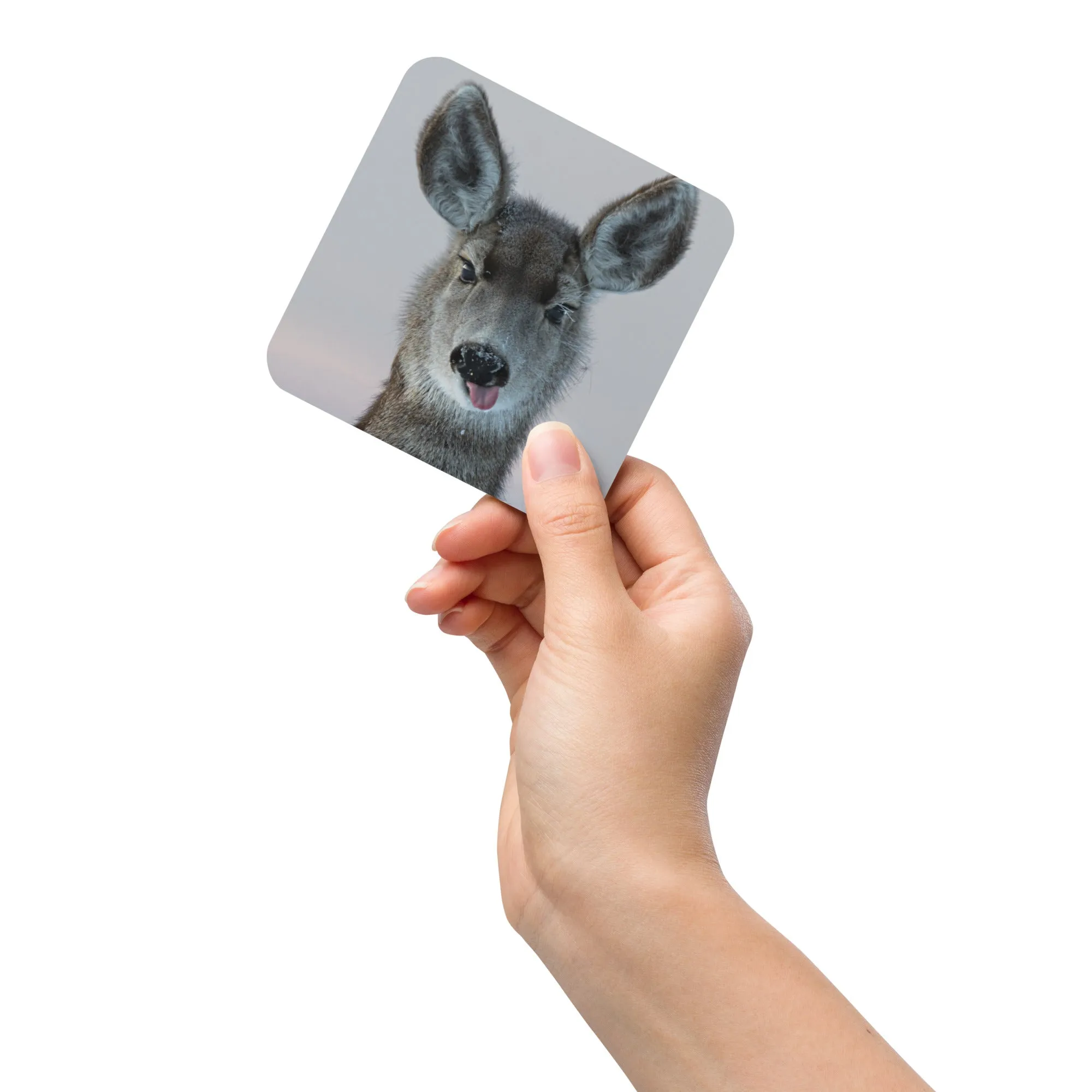 Deer Funny Face Cork-Back Coaster