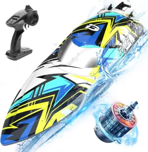 DEERC Brushless Remote Control Speed Boat, 30  mph Racing RC Boat, Full Proportional 2.4Ghz, Self-Righting with LED Light for Adults & Kids