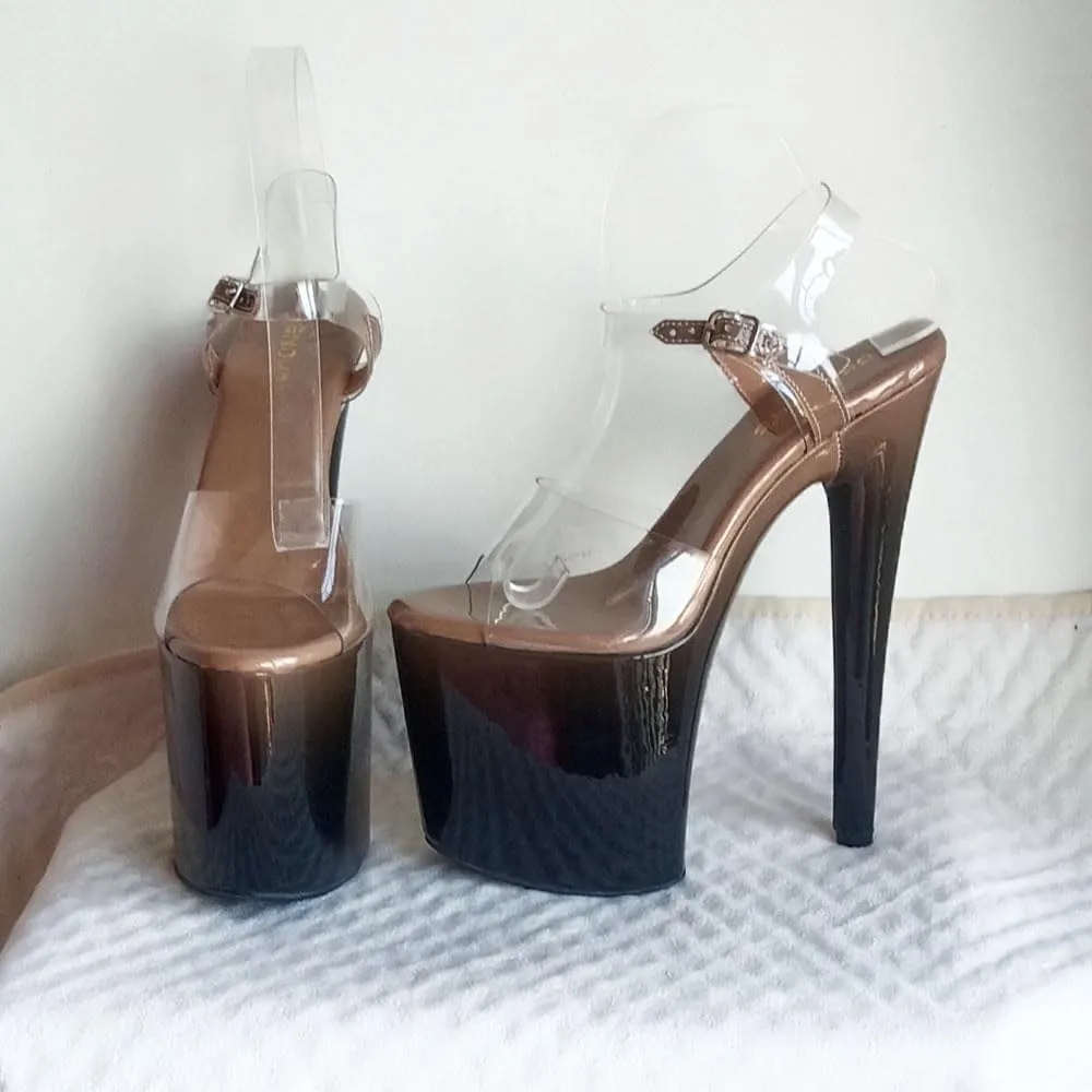 denova's Women's Transparent 7.9in Very High Heel Platform Pole Dance Ankle Strap Stiletto Sandal