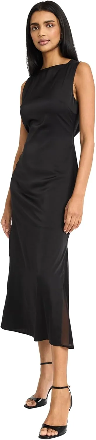 Donna Morgan Women's Sleeveless Boat Neck Trumpet Midi-Special Occasion Evening Wear-Formal Wedding Guest Dress