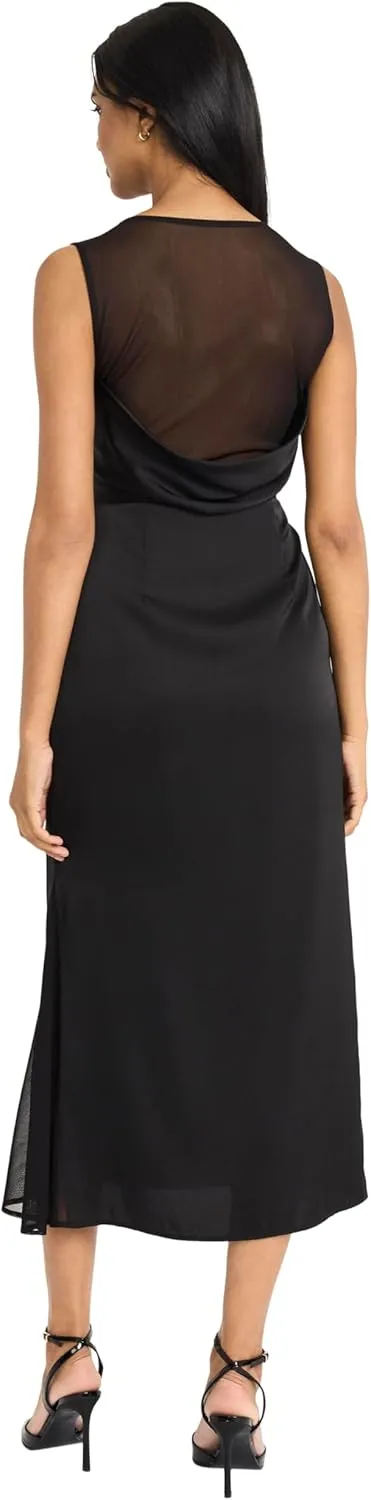 Donna Morgan Women's Sleeveless Boat Neck Trumpet Midi-Special Occasion Evening Wear-Formal Wedding Guest Dress