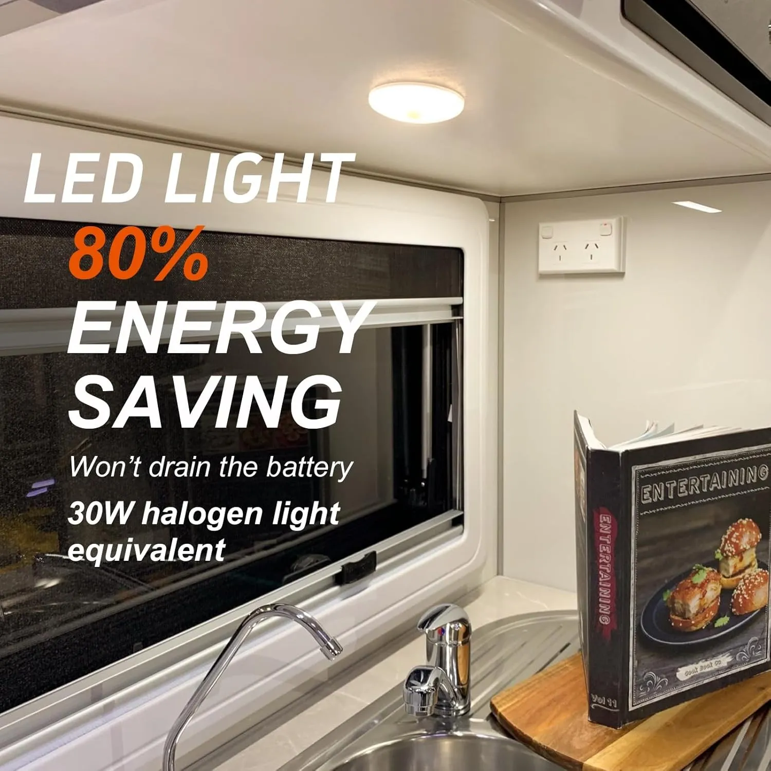Dream lighting RV Ceiling Lights LED 12v 4.5 inch RV LED Puck Light Fixtures with Switch for Camper Trailer Boat Surface Mount 3500K White Lighting 5.4W 320 Lumens Pack of 2