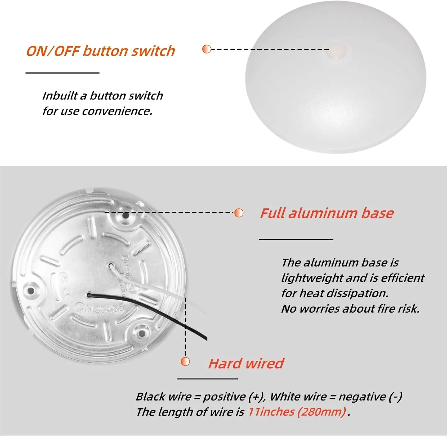 Dream lighting RV Ceiling Lights LED 12v 4.5 inch RV LED Puck Light Fixtures with Switch for Camper Trailer Boat Surface Mount 3500K White Lighting 5.4W 320 Lumens Pack of 2