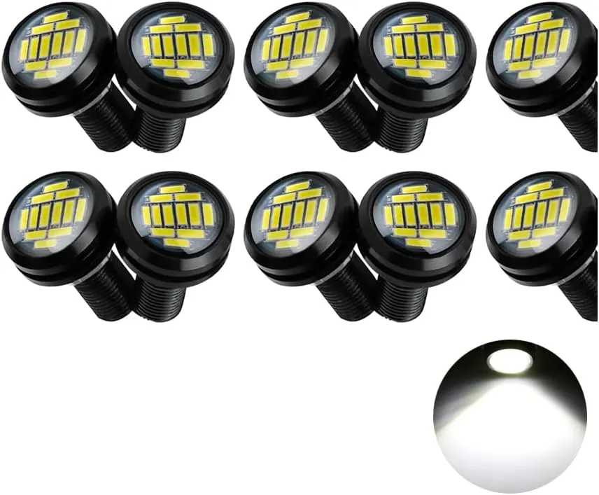 Eagle Eye LED Lights, DIY Ultra Thin 23mm 12SMD Daytime Running Lights Reverse Brake Turn Signal Light Tail Backup Lights Marker Lights for Car Motorcycle Truck RV Boat 12V (White,10PCS)