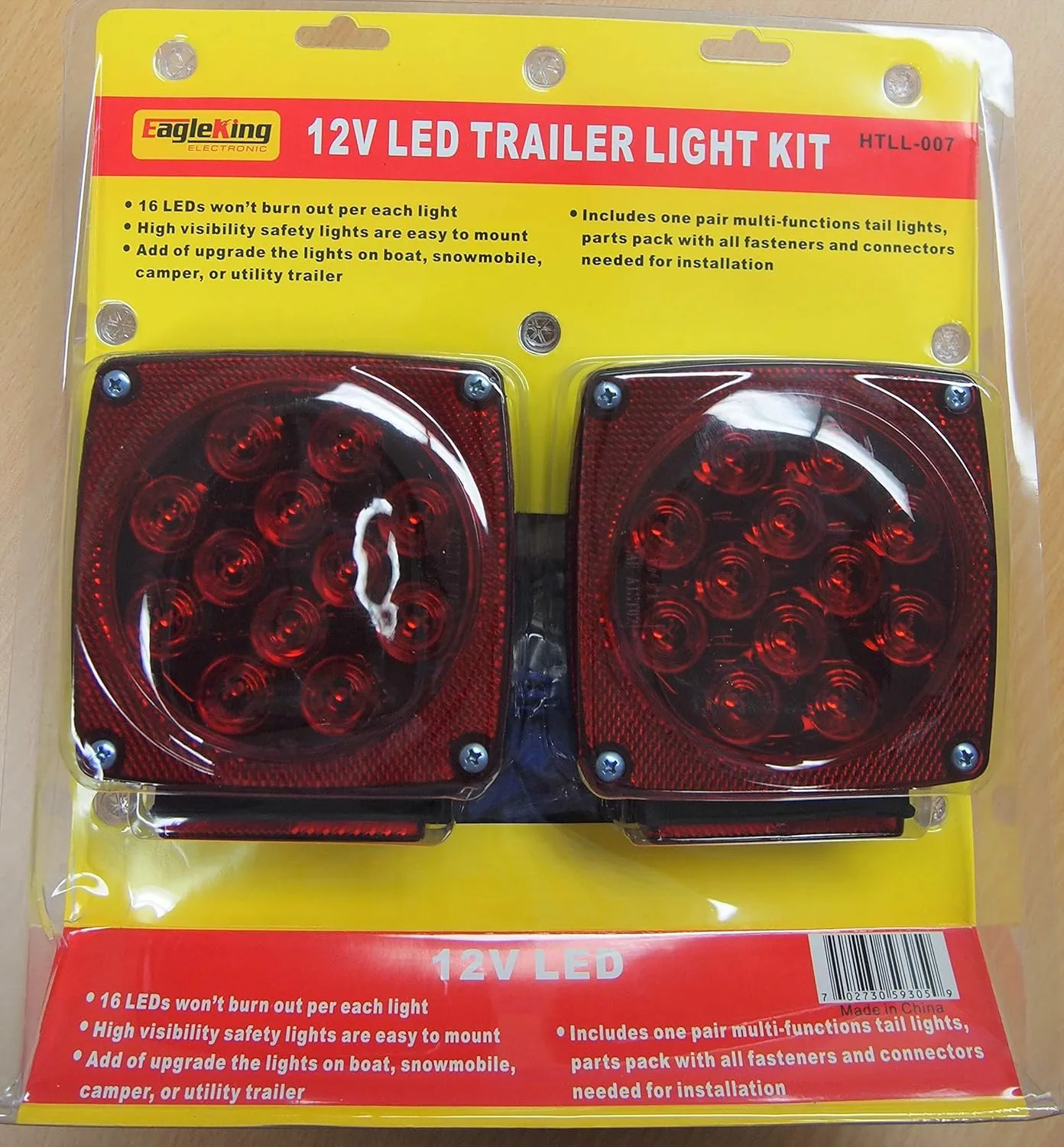 Eagleking 12V LED Trailer Light Kit Multi-Function Tail Lights Submersible DOT