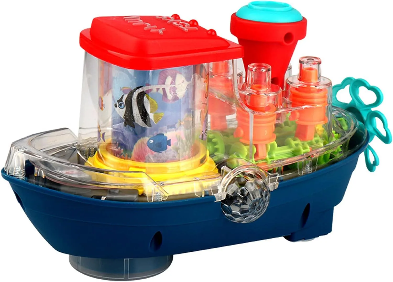 Electric Boat Toy for Kids 3  Years Old Boys Girls Transparent Shell Moving Ship Toy with Light & Music Great
