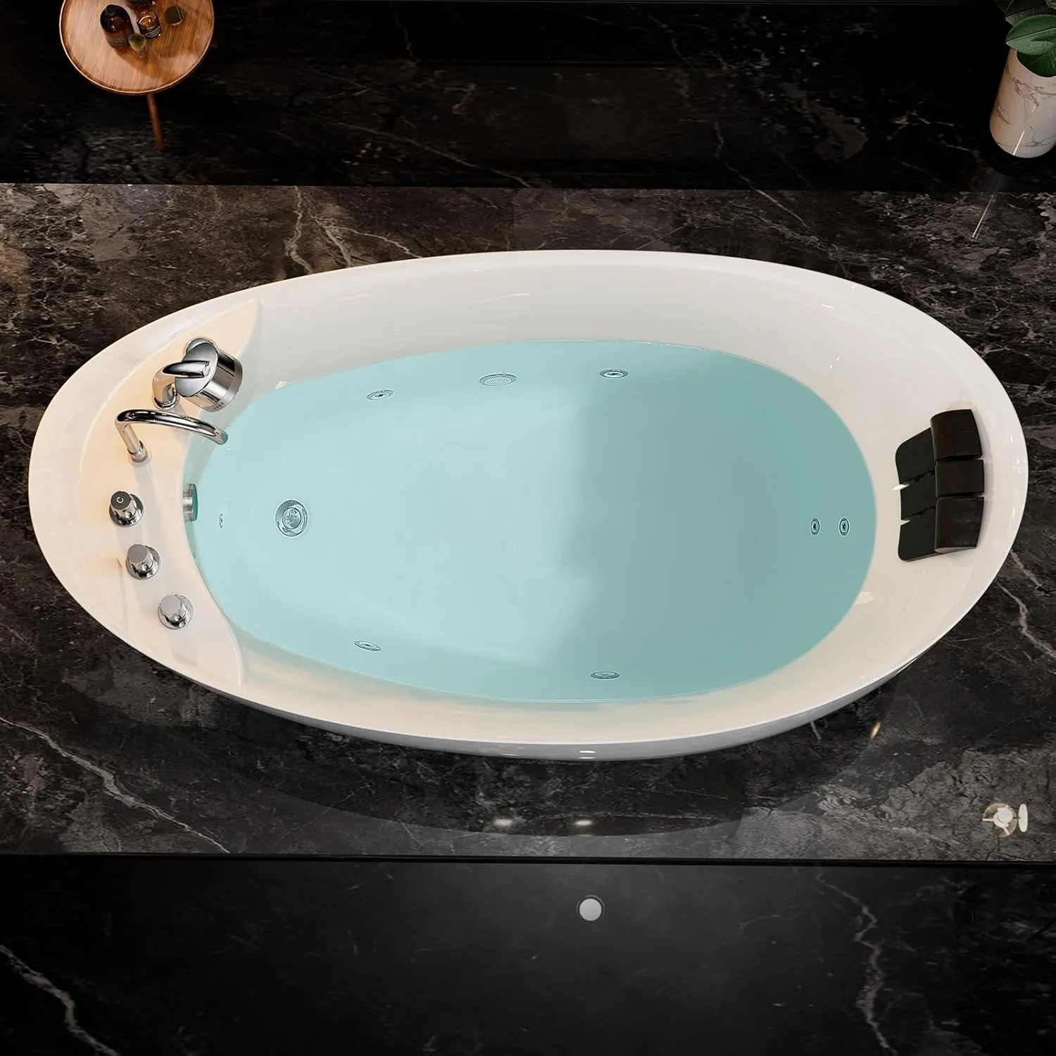 Empava 67" x 31" Freestanding Whirlpool Tub with Left/Right Drain,560W Stand Alone Bathtub with 7 Hydromassage Jets, Elegant Boat-Shaped,Acrylic,ETL Certified