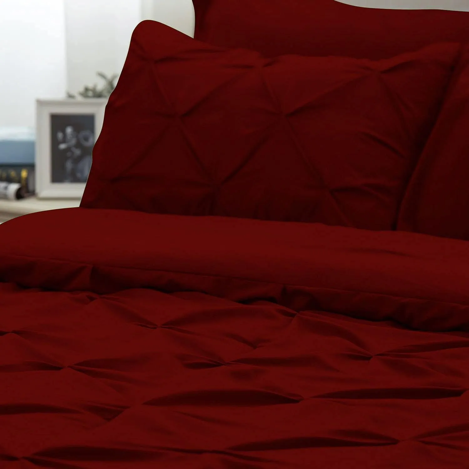 Emperor 7 Piece Pinch Pleated Bed in a Bag (16 inch Deep Pocket Sheet Set and 500GSM Comforter) 1000 Thread Count Egyptian Cotton Comforter Bedding Set - Burgundy