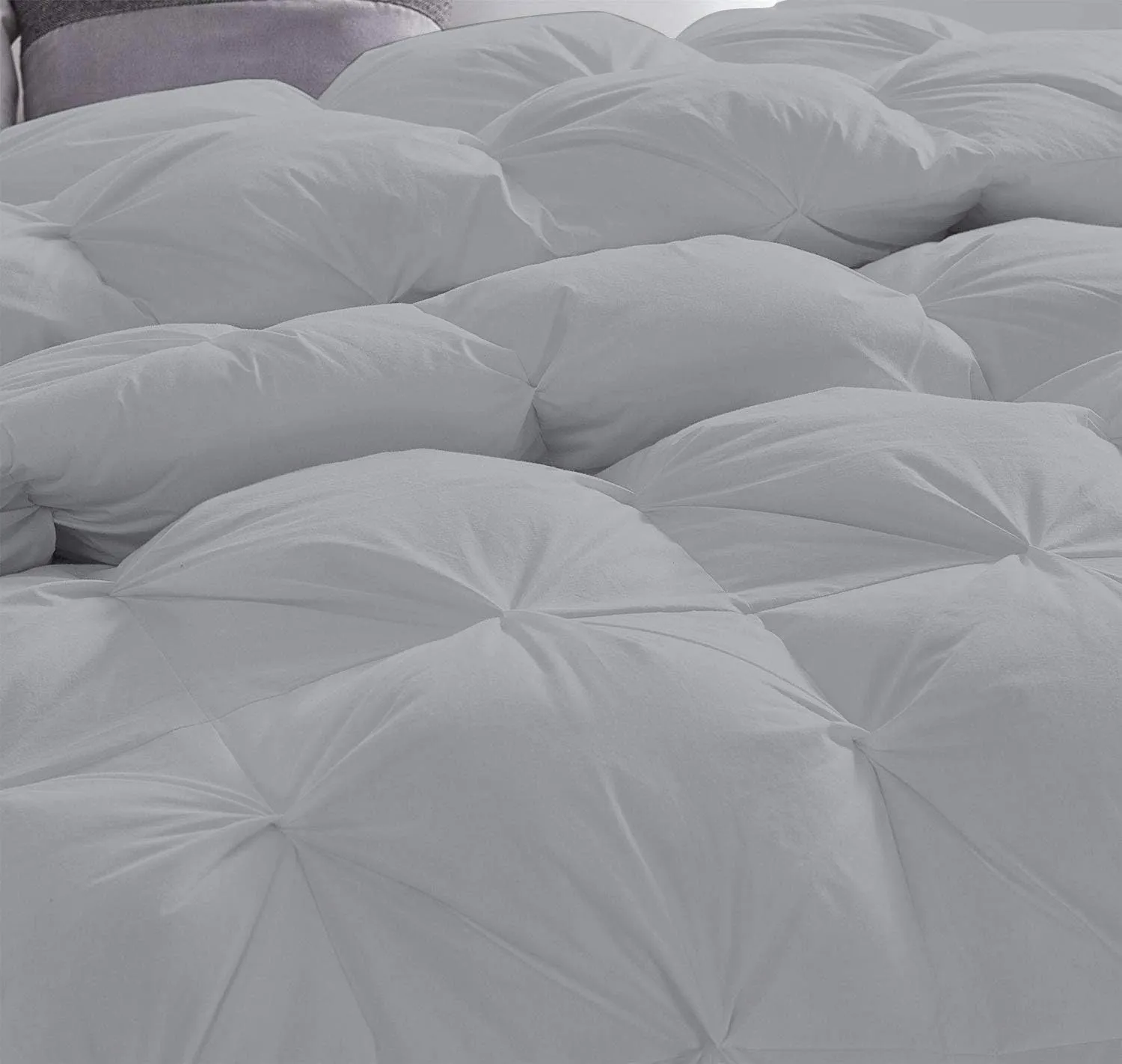 Emperor 7 Piece Pinch Pleated Bed in a Bag (19 inch Deep Pocket Sheet Set and 500GSM Comforter) 1000 Thread Count Egyptian Cotton Comforter Bedding Set - Silver Grey