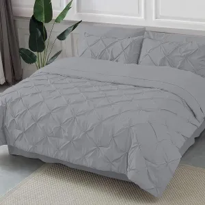 Emperor 7 Piece Pinch Pleated Bed in a Bag (19 inch Deep Pocket Sheet Set and 500GSM Comforter) 1000 Thread Count Egyptian Cotton Comforter Bedding Set - Silver Grey
