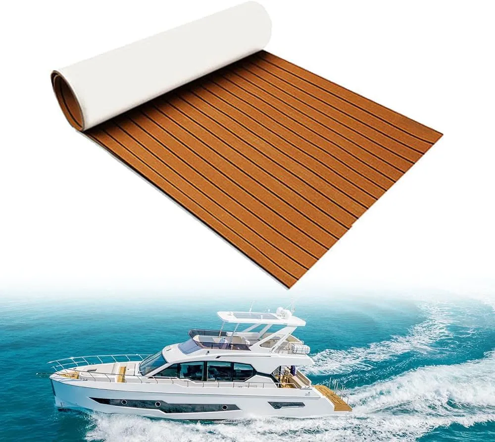 EVA Foam Boat Flooring with Adhesive Backing Boat Decking Foam Self-Adhesive Sea Deck Boat Flooring Light Grey w/White Seam Line