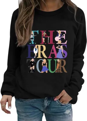 EVELUST Women Country Concert Sweatshirt - Music Festival Graphic Tee Warm World Tour Outfit Thickened Casual Fan Lover Top(Black,L,11461e)