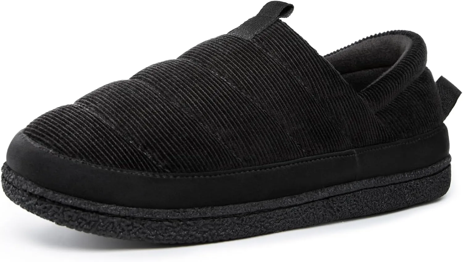 EverFoams Men's Quilted Slippers Soft Comfy Corduroy Closed-back Indoor Outdoor Memory Foam House Shoes