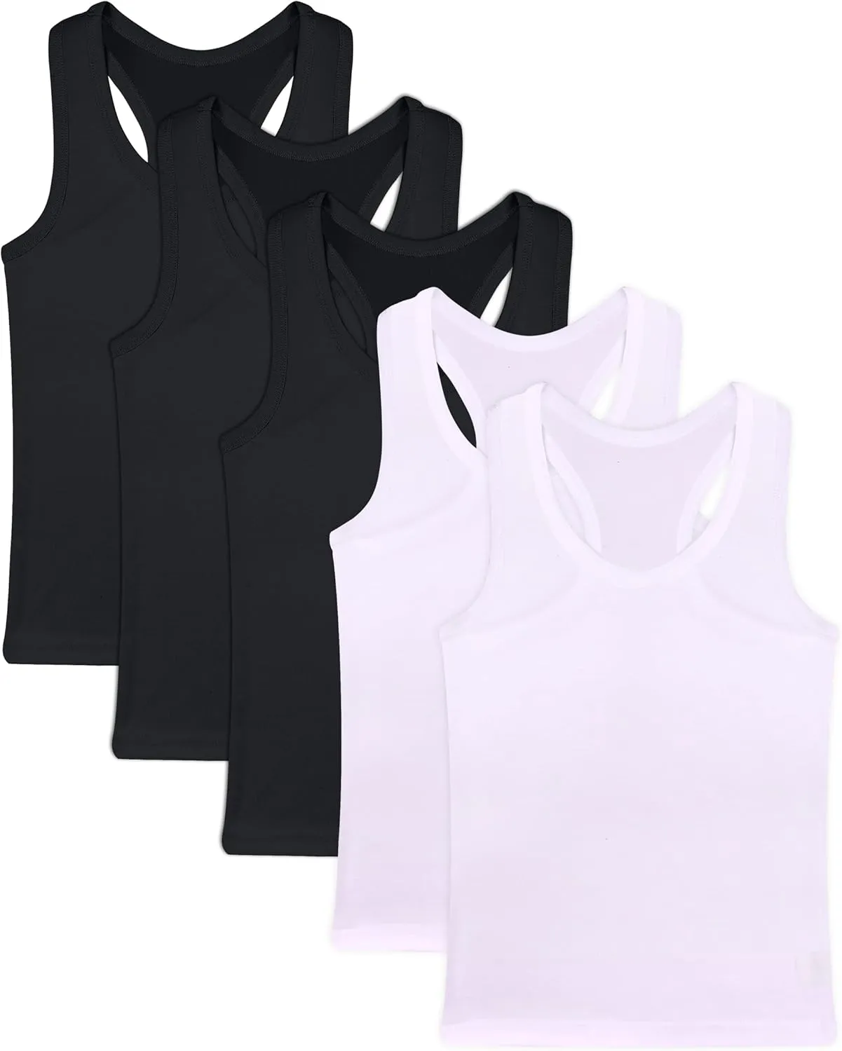 FEQO 5 Pieces Girls Dance Tank Tops Racerback Sleeveless Crop Tops Cotton Tank Tops for Ballet Dancewear Gym