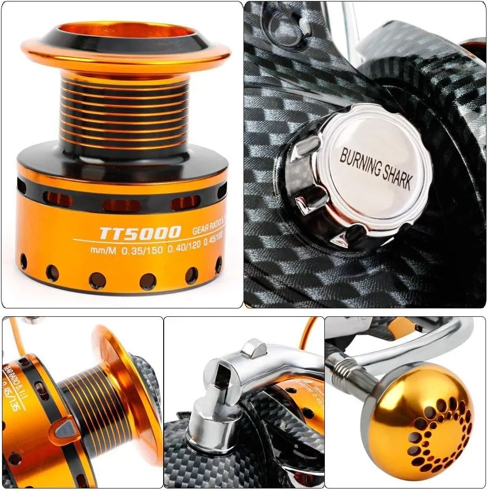 Fishing Reels- 12 1 BB, Light and Smooth Spinning Reels, Powerful Carbon Fiber Drag, Saltwater and Freshwater Fishing