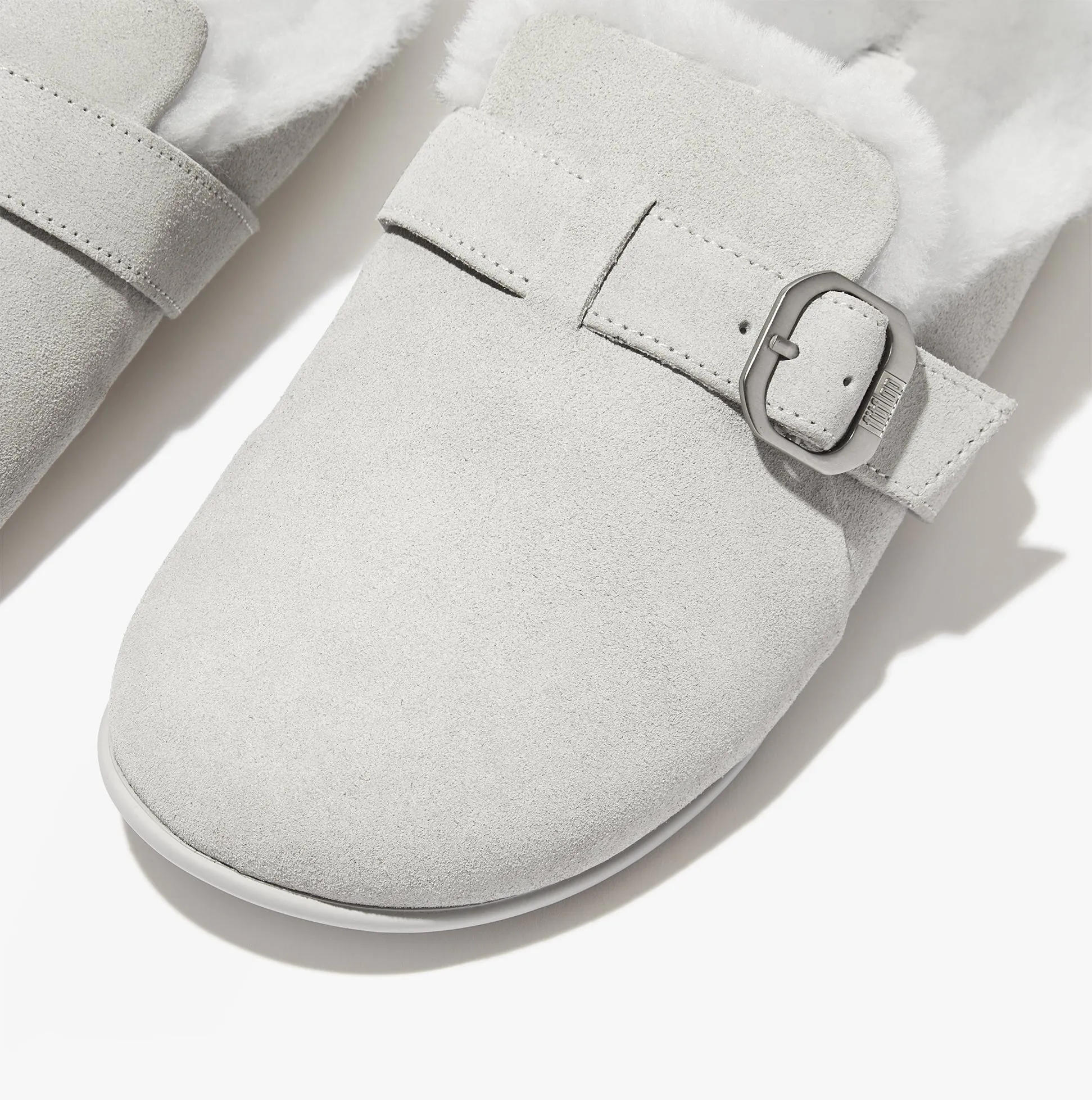 FitFlop CHRISSIE II Womens Suede Buckle Slippers Tiptoe Grey
