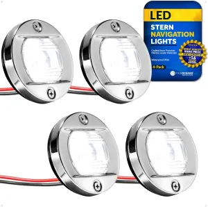 Five Oceans 4-Pack Boat Stern Light - Stern Lights for Boats, LED Marine Rear Boat Light, Marine Courtesy Lights Round 3-Inch Flush Transom Mount, 12-Volts - FO3906-M4