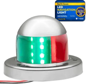 Five Oceans Boat Navigation Lights, LED Bow Light, Boat Navigation Lights Red and Green, Horizontal Mount Bi-Color Light, 12V, USCG Rules 2NM, for Pontoon, Fishing Boats, Bass Boats - FO4512