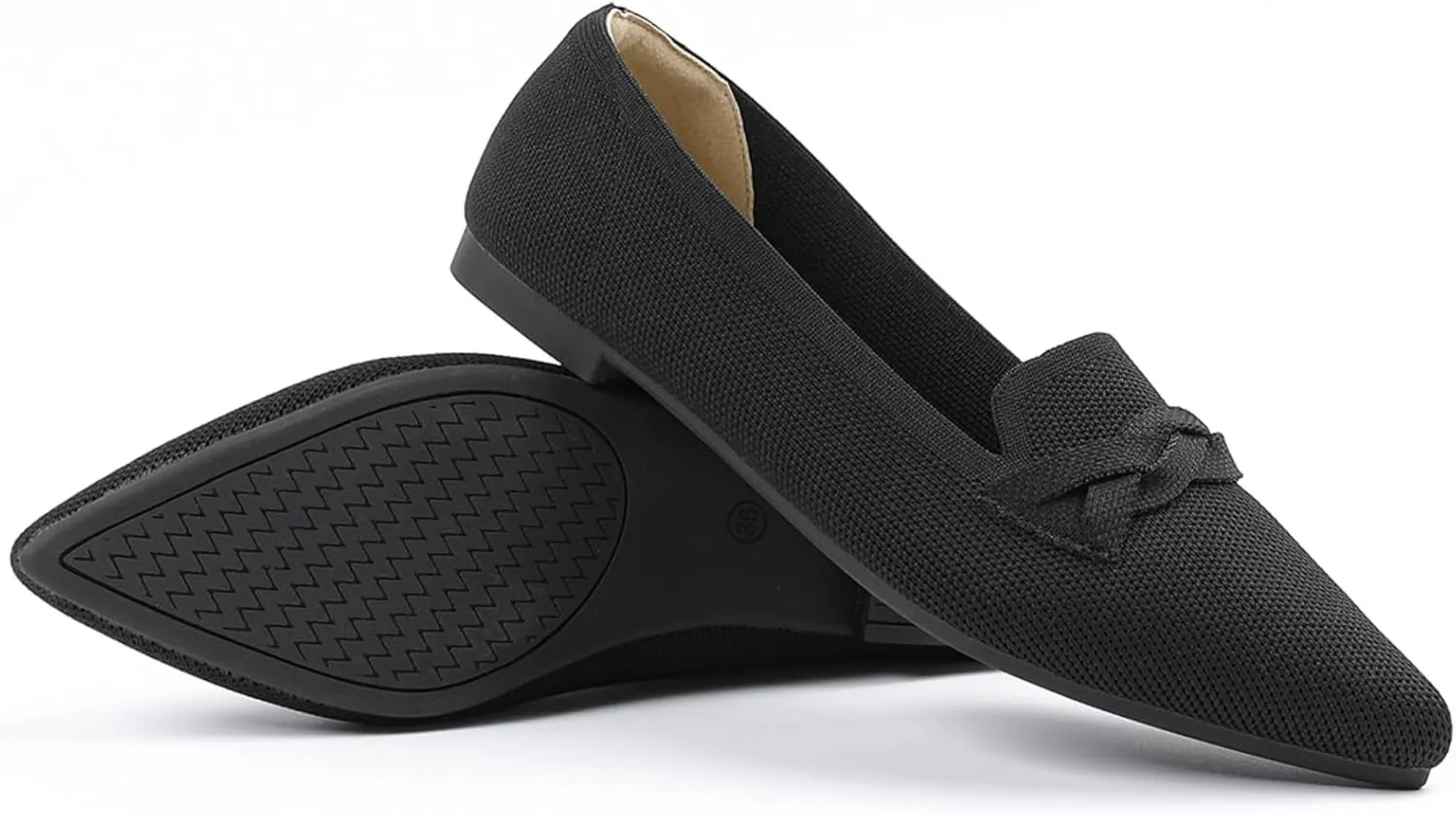 Flats for Womens Classic Pointed Toe Ballet Flats Comfortable Knit Dressy Bow Flats Shoes