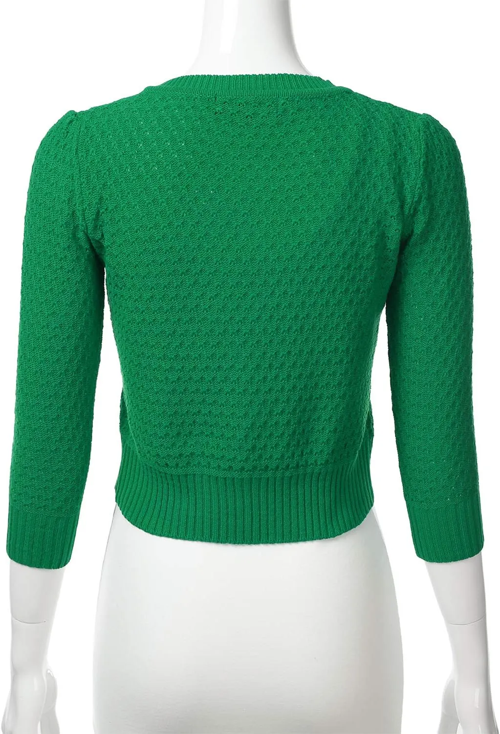 FLORIA Women's Button Down 3/4 Sleeve Crew Neck Cotton Knit Cropped Cardigan Sweater (S-3X)