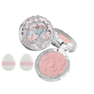 Flower Knows Swan Ballet Embossed Blush & Powder Puffs Set,Matte Finish,Buildable & Blendable Makeup Blush for Cheeks,Soft & Long-lasting for Girls & Women(02 Romanticism,5g)