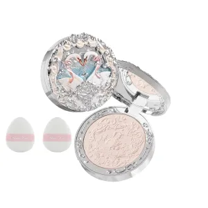 Flower Knows Swan Ballet Embossed Blush & Powder Puffs Set,Matte Finish,Buildable & Blendable Makeup Blush for Cheeks,Soft & Long-lasting for Girls & Women