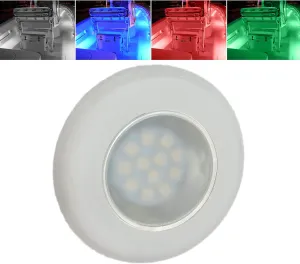 FLUSH Mount 3" RGBW Internal Driver LED Courtesy Boat Light | RV Accent | Interior Exterior Deck Transom Cockpit T Top | Waterproof IP67 (White Bezel)