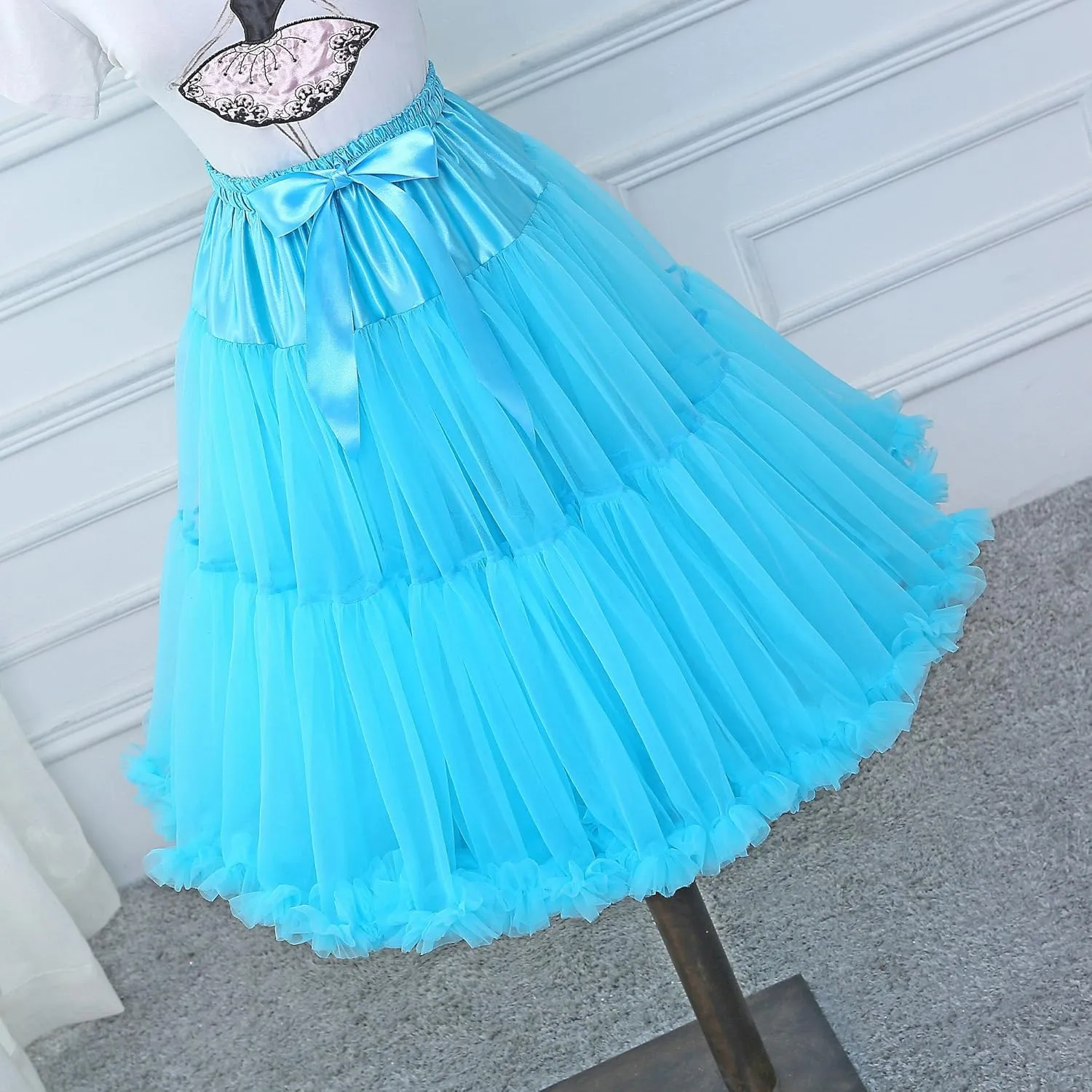 FOLOBE Women's Knee Length 50s Soft Puffy Tutu Skirts Ballet Costume Tulle Underskirts Knee Length Petticoat Skirt for Women