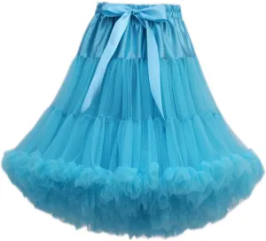 FOLOBE Women's Knee Length 50s Soft Puffy Tutu Skirts Ballet Costume Tulle Underskirts Knee Length Petticoat Skirt for Women