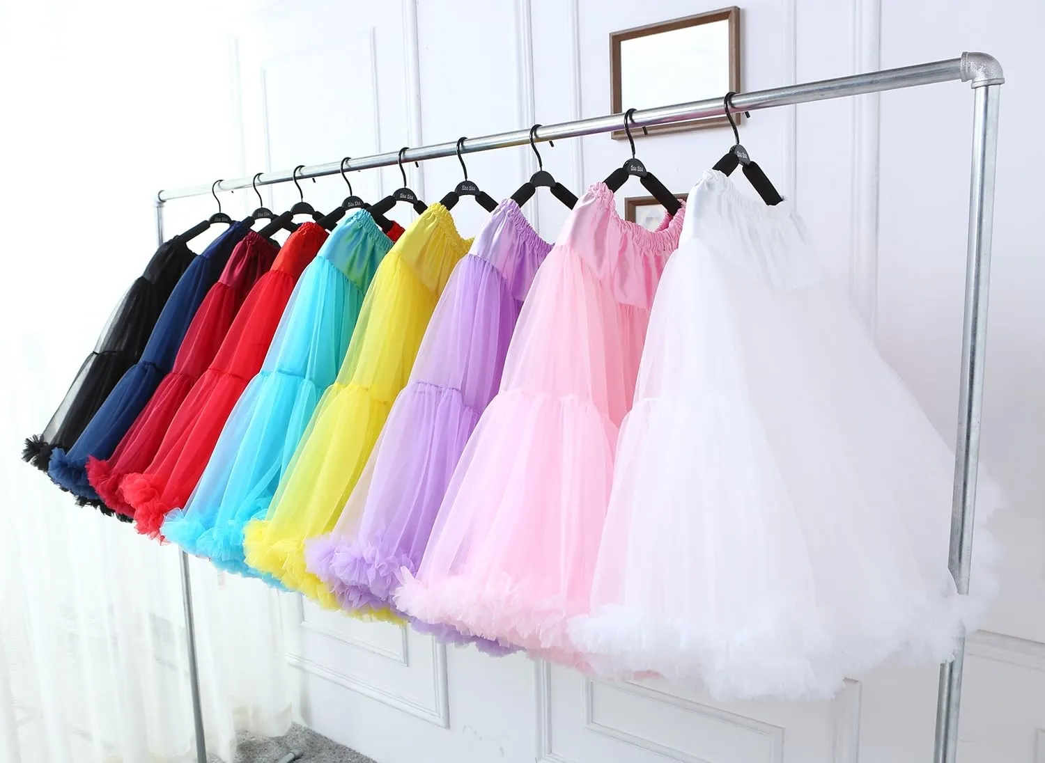 FOLOBE Women's Knee Length 50s Soft Puffy Tutu Skirts Ballet Costume Tulle Underskirts Knee Length Petticoat Skirt for Women