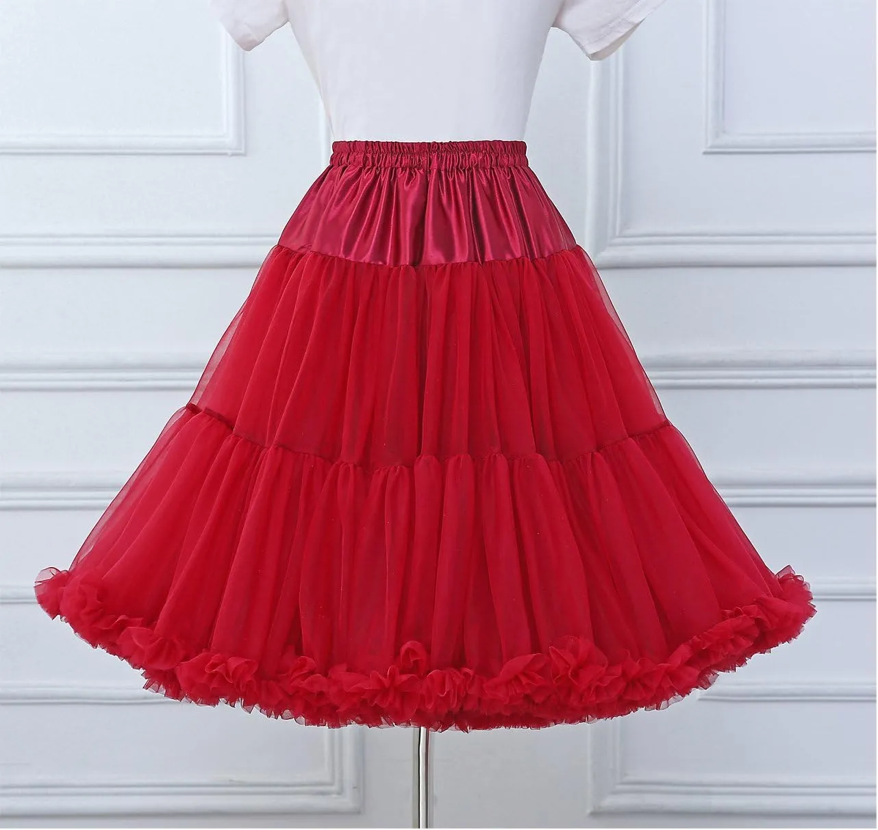 FOLOBE Women's Knee Length 50s Soft Puffy Tutu Skirts Ballet Costume Tulle Underskirts Knee Length Petticoat Skirt for Women