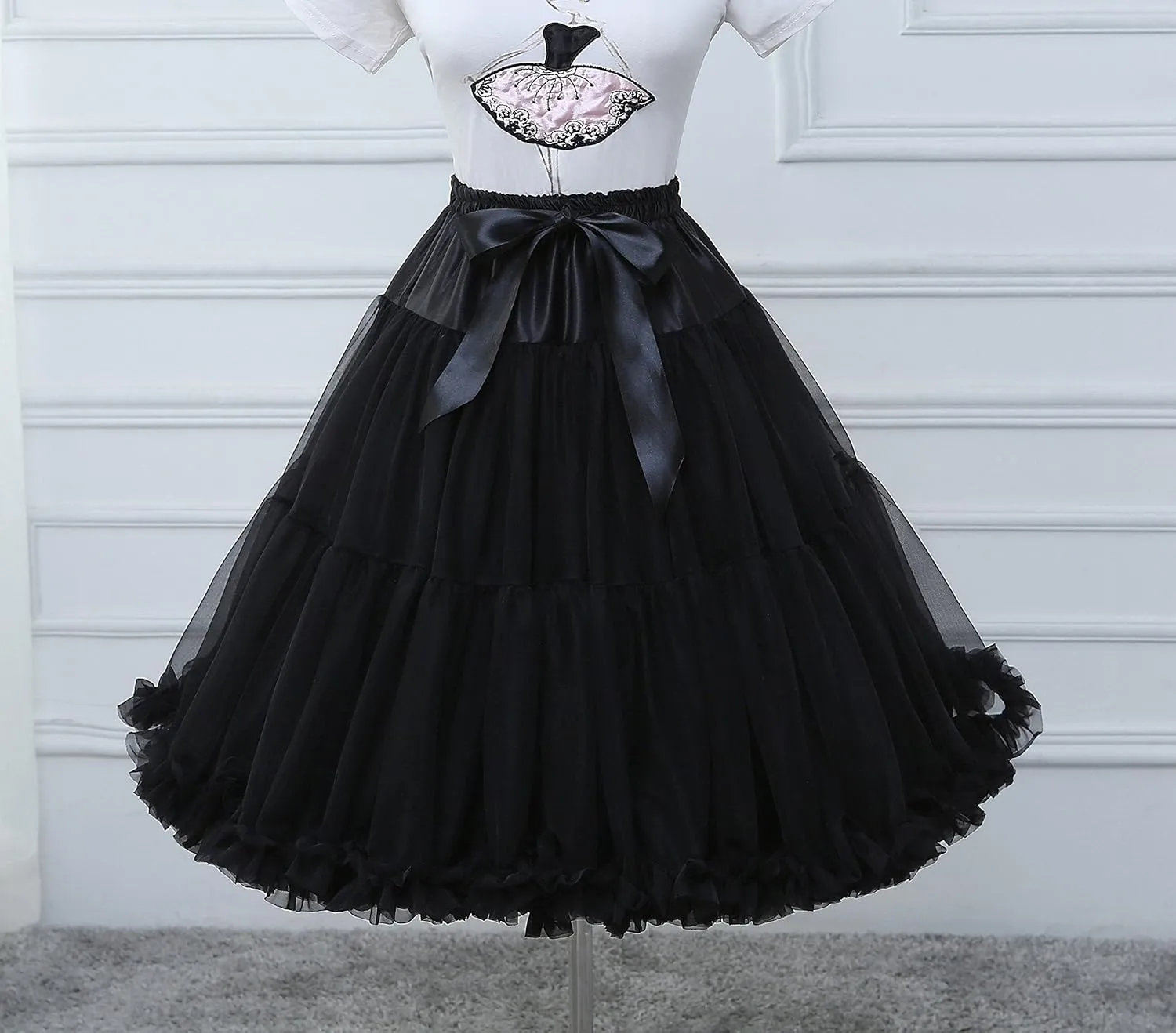 FOLOBE Women's Knee Length 50s Soft Puffy Tutu Skirts Ballet Costume Tulle Underskirts Knee Length Petticoat Skirt for Women