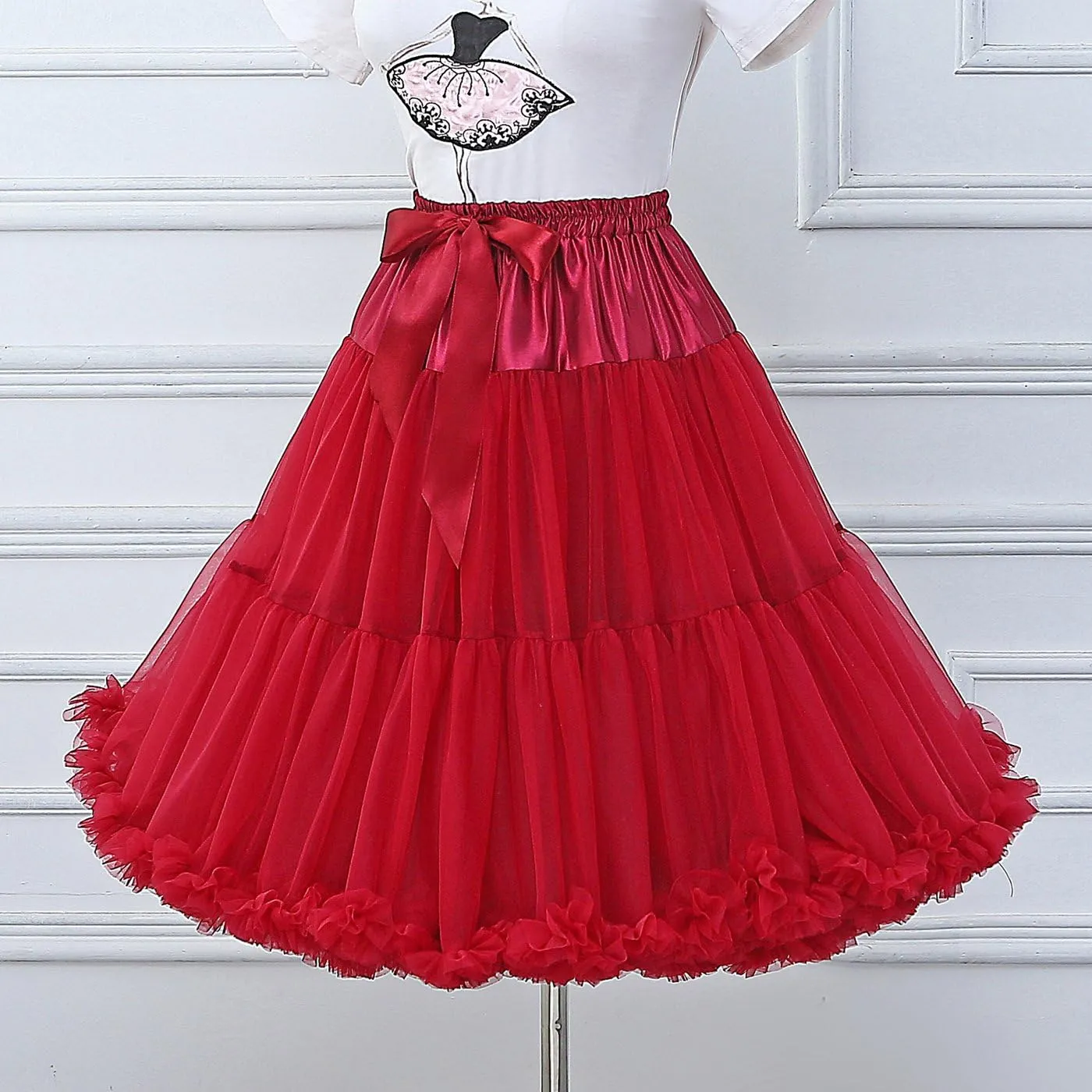 FOLOBE Women's Knee Length 50s Soft Puffy Tutu Skirts Ballet Costume Tulle Underskirts Knee Length Petticoat Skirt for Women