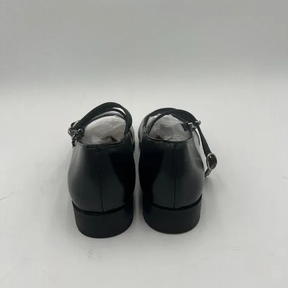 FOWT Black Square Toe Mary Janes Double Straps Comfy Flat Pumps Office Shoes