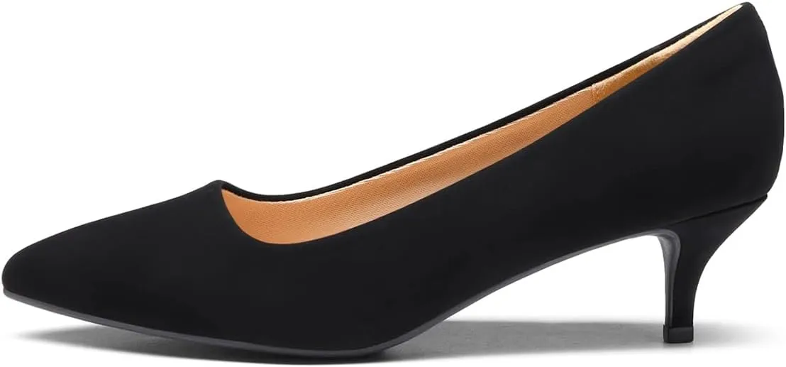 FOWT Women Pointed Toe Slip On Pumps Classic Kitten Low Heels Comfy Daily Shopping Outdoor Street Dress Shoes Size 4-16 US