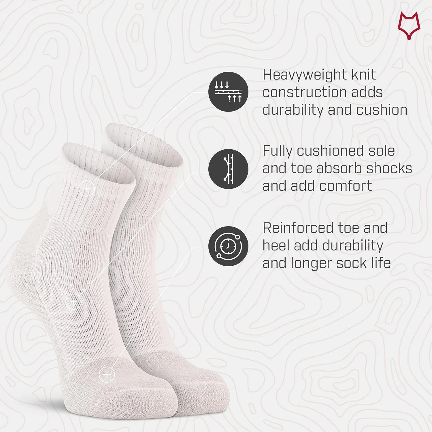 Fox River Wick Dry Athletic Heavyweight Sport Quarter Crew Socks (2 Pair Pack)