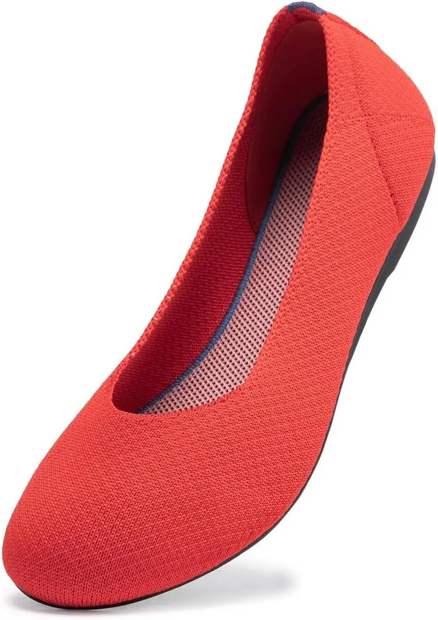 Frank Mully Women’s Ballet Flat Shoes Knit Dress Shoes Round Toe Slip On Ballerina Walking Flats Shoes for Woman Low Wedge Comfort Soft