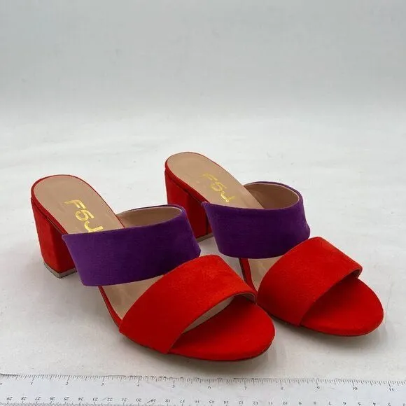 FSJ Women Casual Open Toe Sandals Chunky Low Heel Slip On Mule Comfy Summer Slid