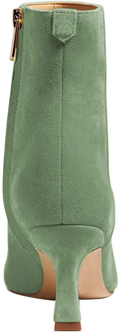 FSJ Women Comfy Zipper Medium Spool Heels Square Toe Classic Pull On Office Boots Size 4-15 M US
