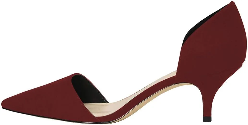 FSJ Women D'Orsay Comfy Medium Kitten Heels Closed Pointed Toe Classic Slip On Business Pumps Size 4-15 M US