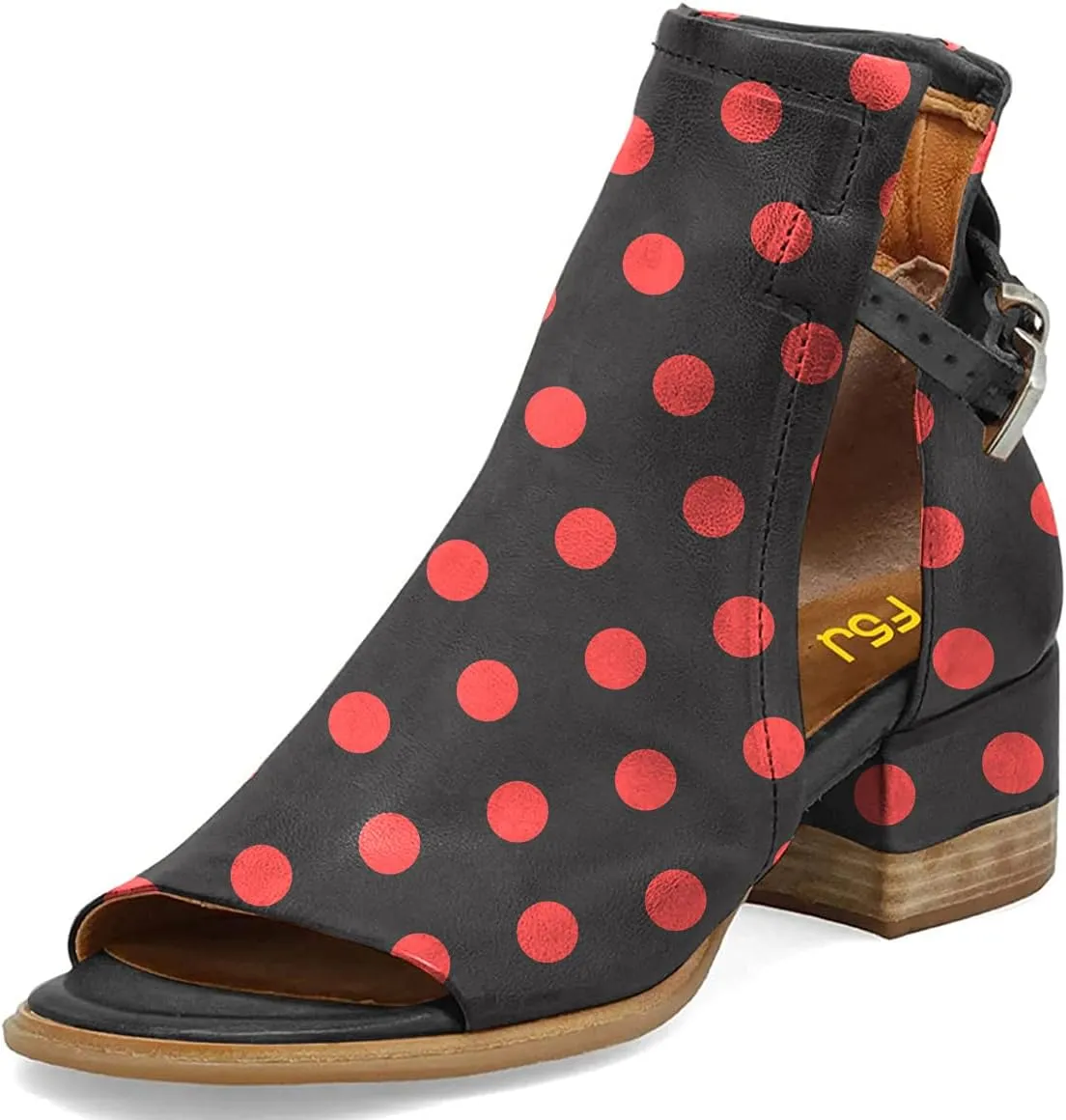 FSJ Women Peep Open Toe Sandals Boot Cut Out Buckle Ankle Bootie Comfortable Stacked Block Low Heeled Summer Sandal Shoes Size 4-15 M US