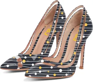 FSJ Women Sexy Mesh Stiletto High Heels Pumps Pointed Toe Slip On Dress Party Evening Office Shoes Size 4-15 US