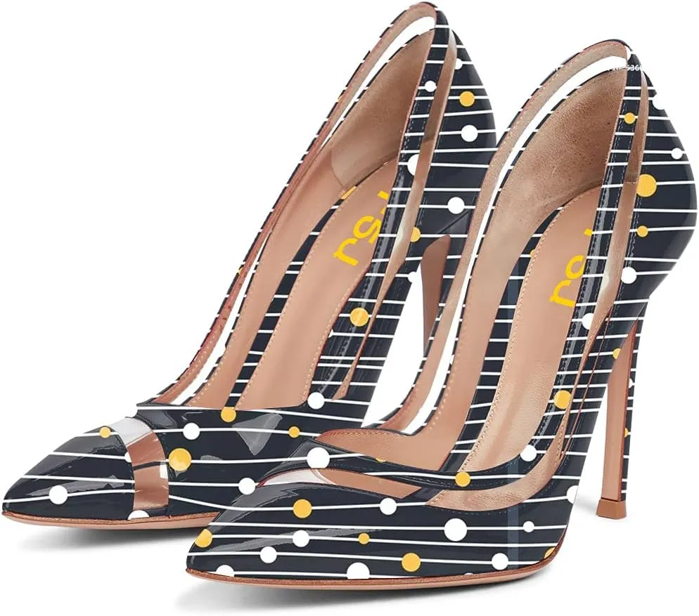 FSJ Women Sexy Mesh Stiletto High Heels Pumps Pointed Toe Slip On Dress Party Evening Office Shoes Size 4-15 US