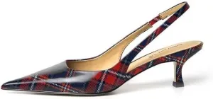 FSJ Women's Mid Kitten Heel Slingback Sandal Pointy Toe Sexy Pumps Comfortable Dress Party Walking Shoes Size 4-15 US