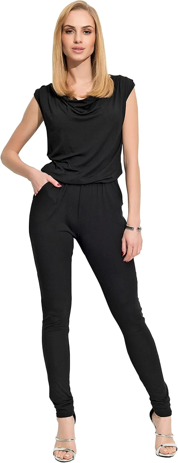 FUTURO FASHION® Womens Jumpsuit with Pockets Boat Neck Playsuit FM112